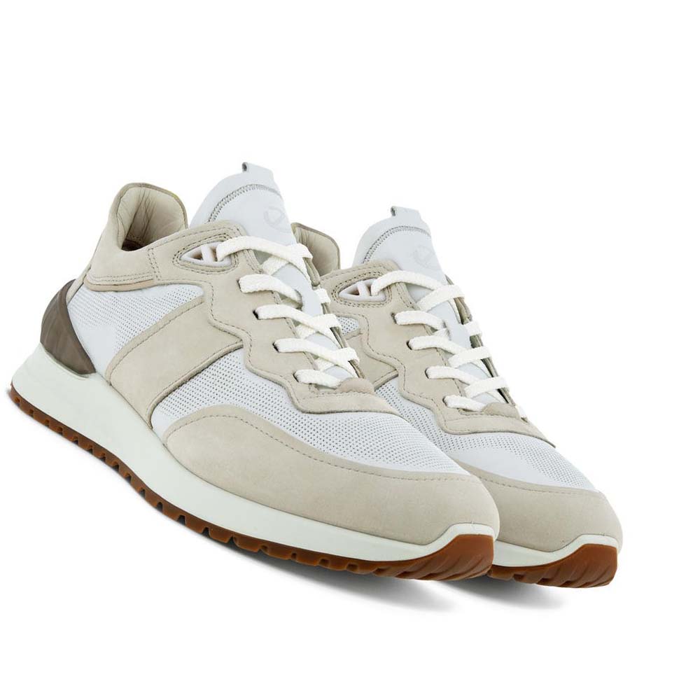 Men's Ecco Astir Retro Sneakers Beige / White | USA 597FDN